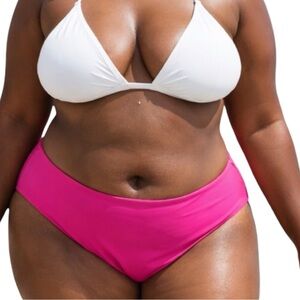 Time and Tru Hot Pink Bikini Bottom 1X (16W-18W) Plus Swim Brief